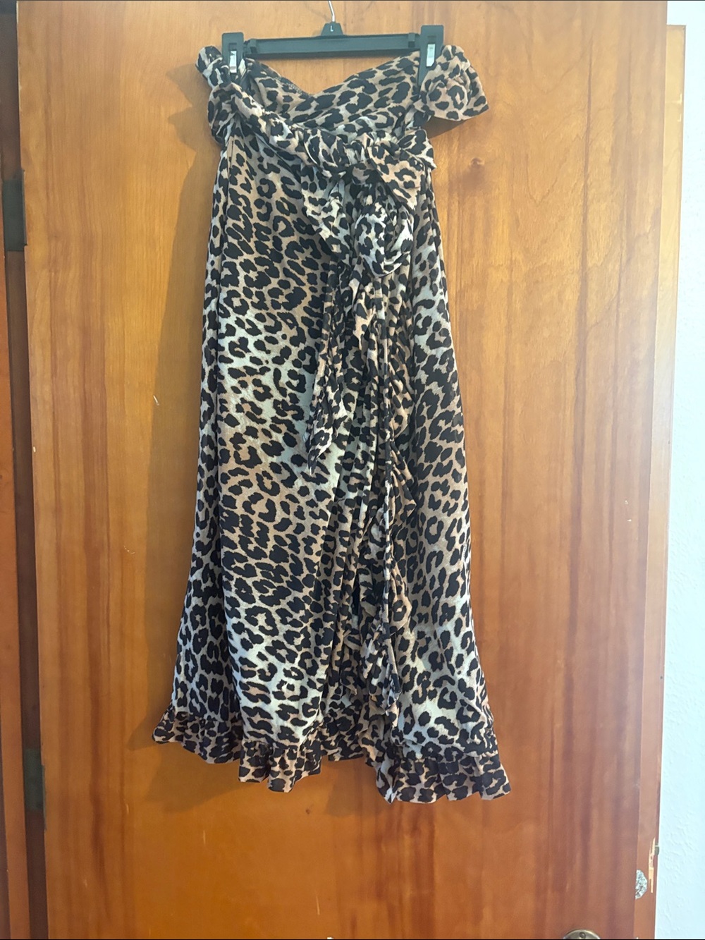 Ganni Leopard Print Wrap Skirt in Brown and Black
